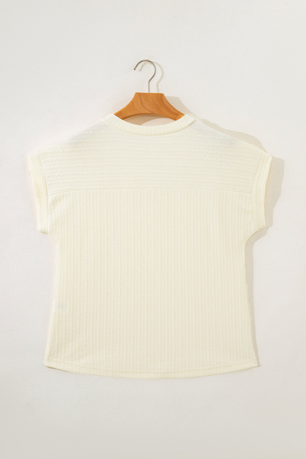 Beige Twisted Texture Knit V Neck 