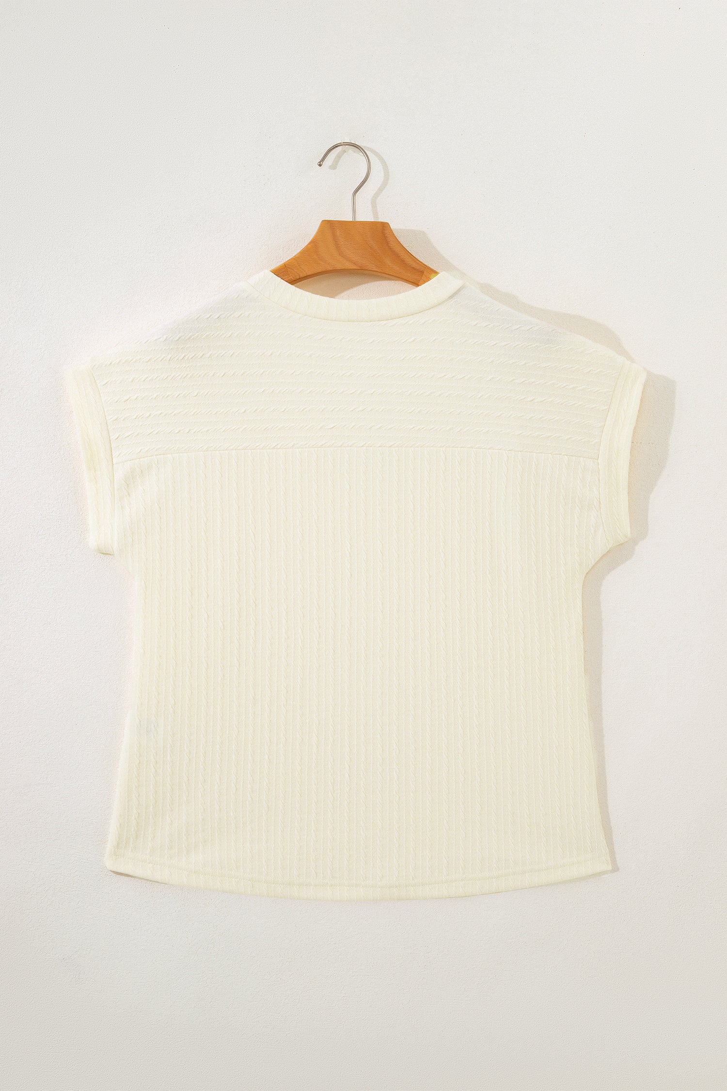 Beige Twisted Texture Knit V Neck 