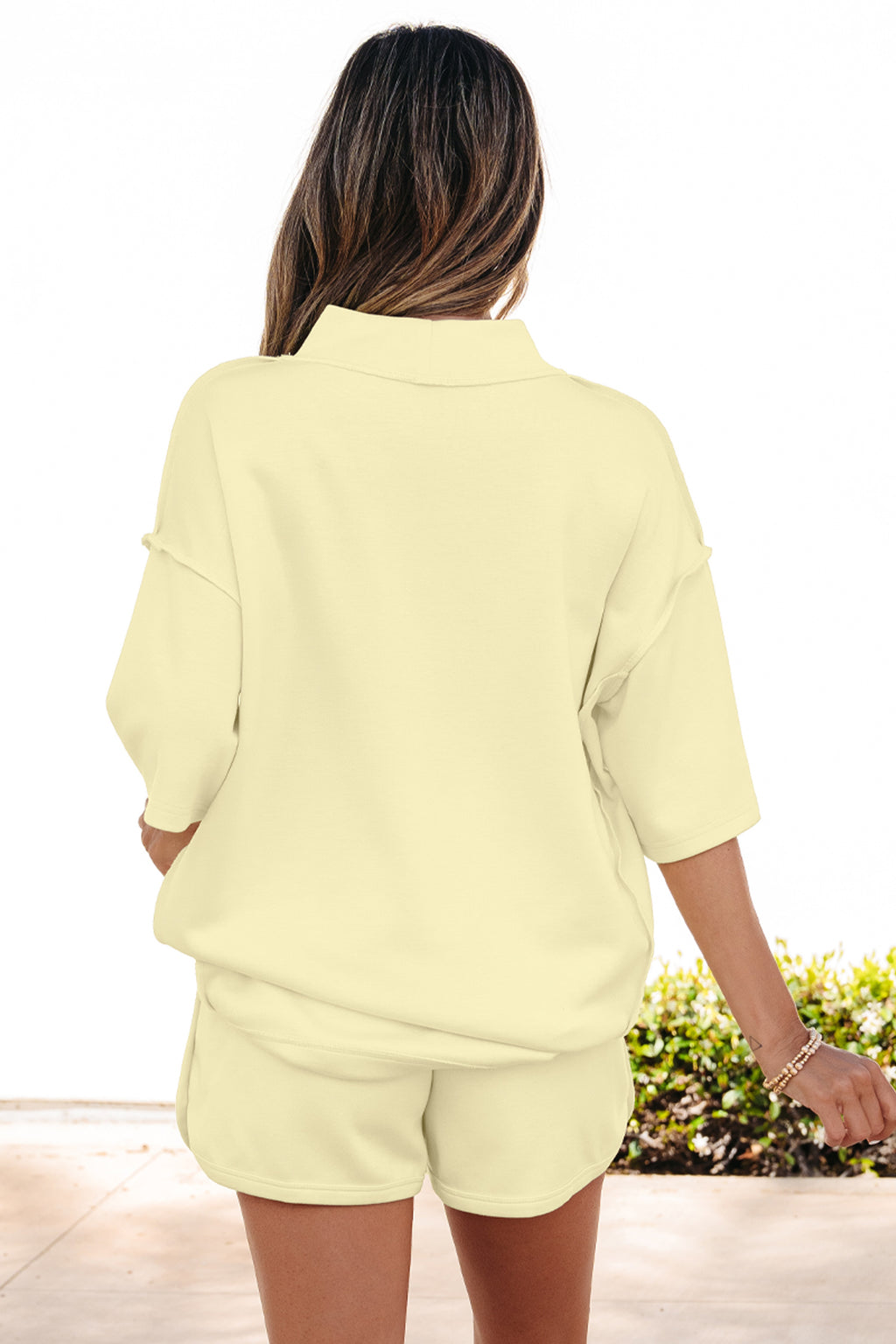 yellow cream solid color exposed seam