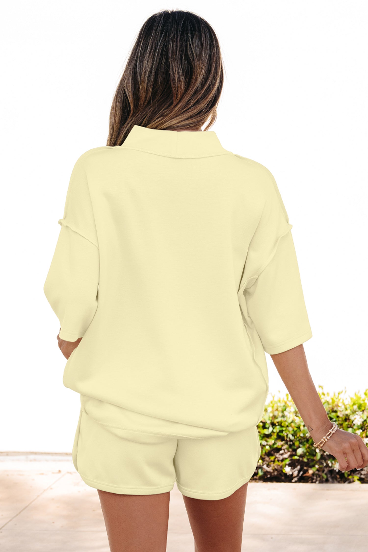 yellow cream solid color exposed seam