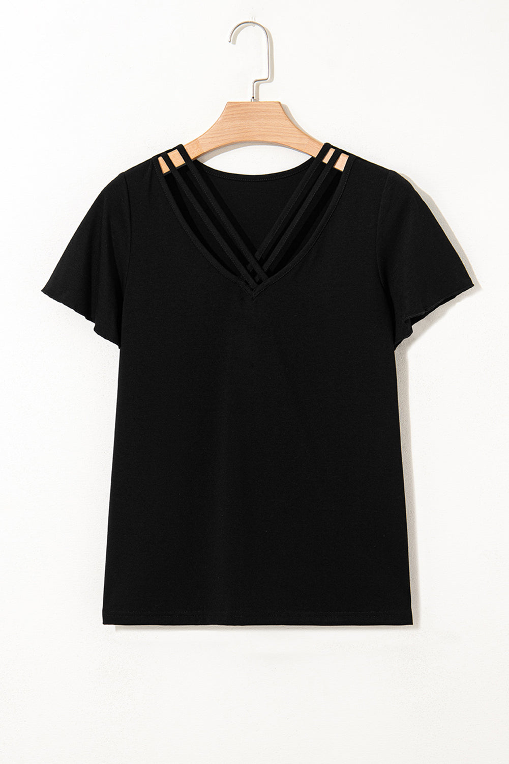 black-crisscross-v-neck-butterfly-sleeve-t-shirt