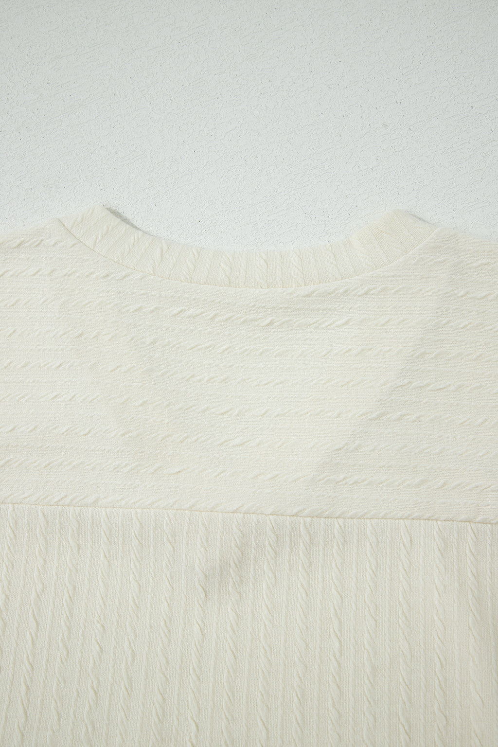 Beige Twisted Texture Knit V Neck 