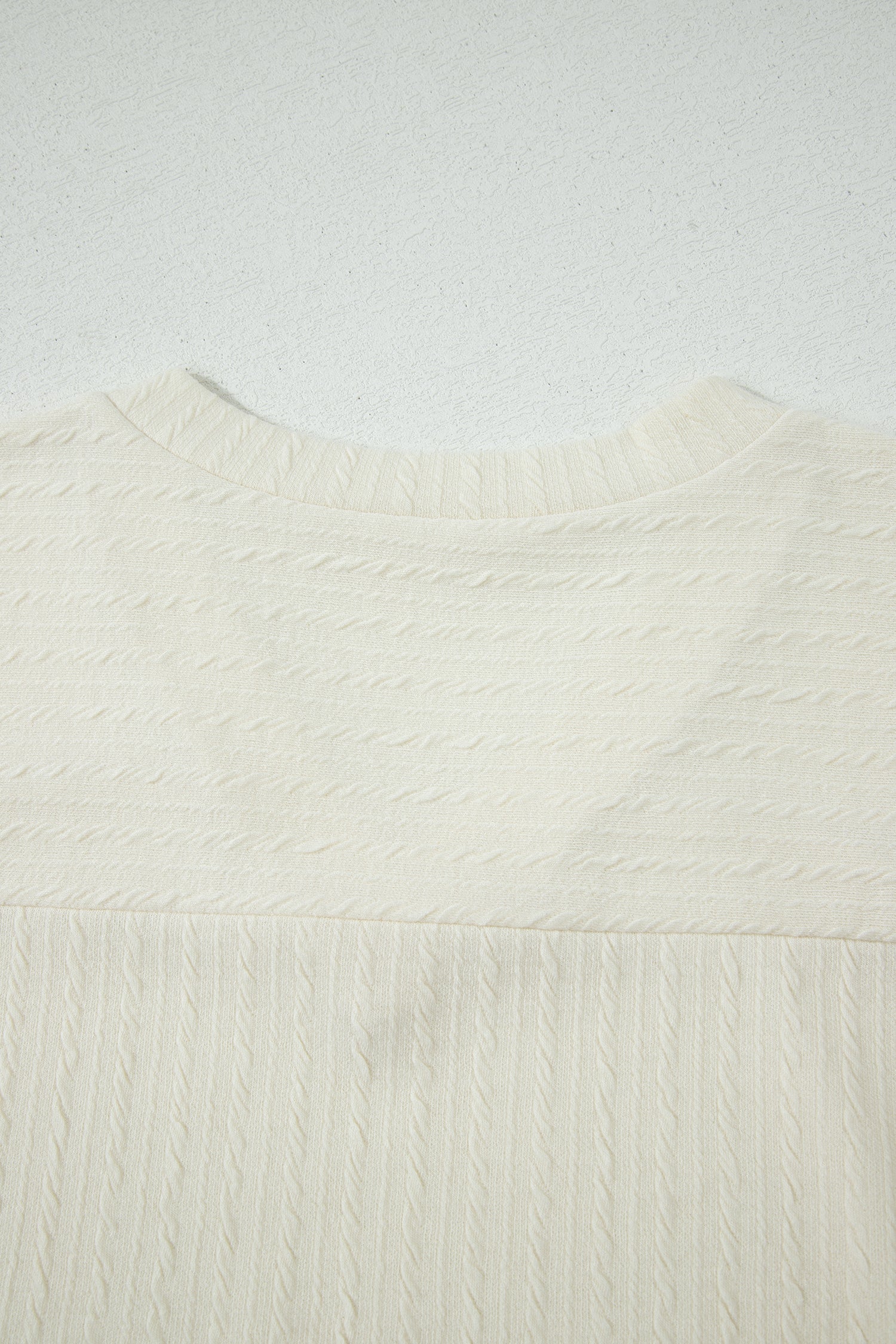 Beige Twisted Texture Knit V Neck 