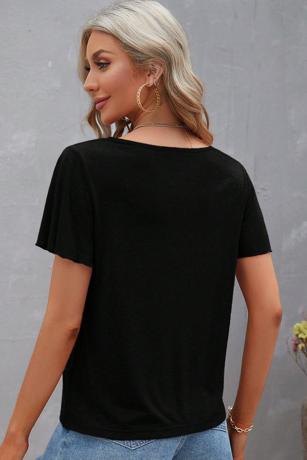 black-crisscross-v-neck-butterfly-sleeve-t-shirt