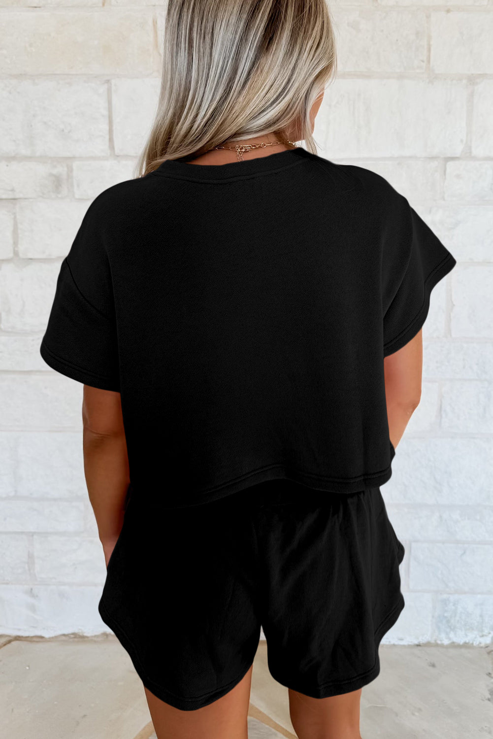 black-cropped-tee-high-waist-skirt-set